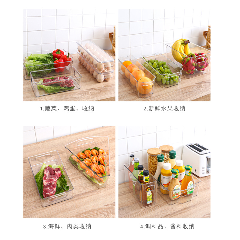 Caja de plástico caja sellada transparente refrigerador caja de almacenamiento fresco frutas y verduras congeladas caja de almacenamiento de cocina al por mayor Specification image