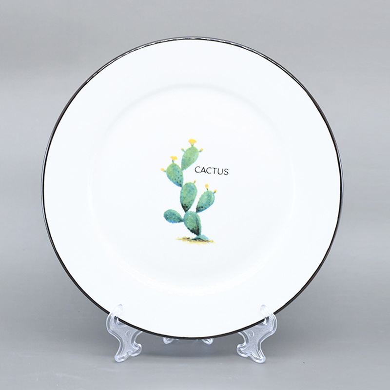 Single-person dining ceramic tableware set, home creative and simple cactus water cup, single-person tableware bowls and plates, home vegetable plates details Picture