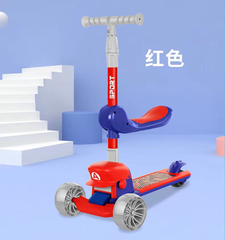 The manufacturer sells three-in-one children's scooters for 2-6-12 years old, including folding, flashing wheel, music and light scooters full figure