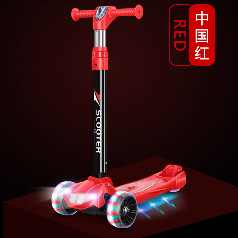 The manufacturer sells children's scooters with music, foldable wide-handle scooters, and scooters for children aged 3 to 8 full figure
