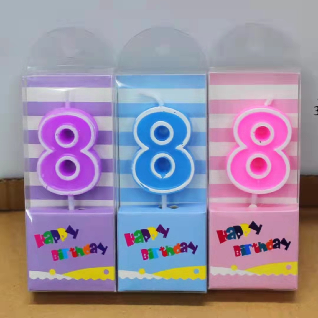 Candy inner groove Digital Candle Cake Decoration Digital candle Powder blue candy color decorative craft candle thumbnail