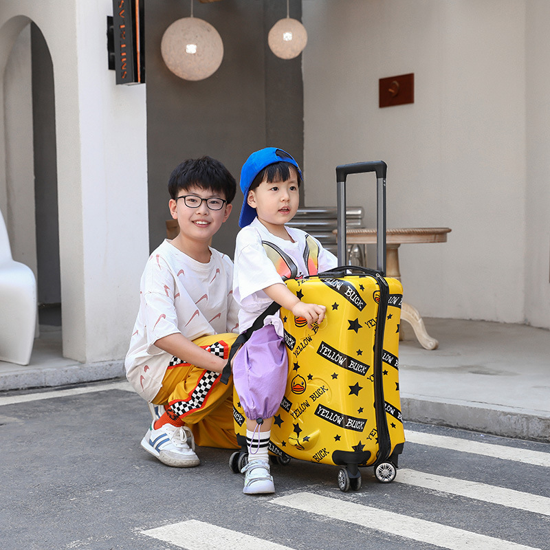 Children's password lock suitcase, riding swivel wheel carry-on case, new travel case, male and female travel trolley case details Picture