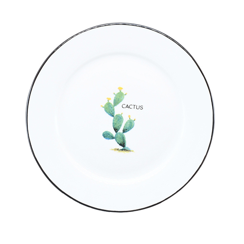 Single-person dining ceramic tableware set, home creative and simple cactus water cup, single-person tableware bowls and plates, home vegetable plates Item Picture