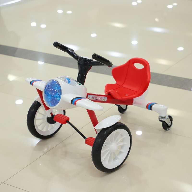 Children's foot-pedal imitation airplane head drifting toy car, children's tricycle, foot-pedal offset tricycle square yo-yo car details Picture