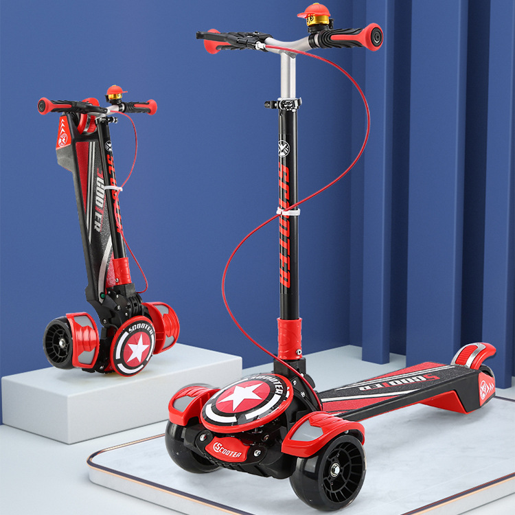 New large-sized children's scooters, big kids' scooters, three and four-wheel adult scooters, can be folded and sent one piece Specification drawing