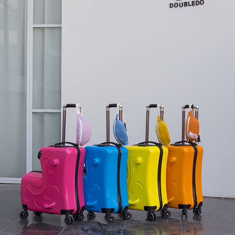Children's password lock suitcase, riding swivel wheel carry-on case, new travel case, male and female travel trolley case full figure