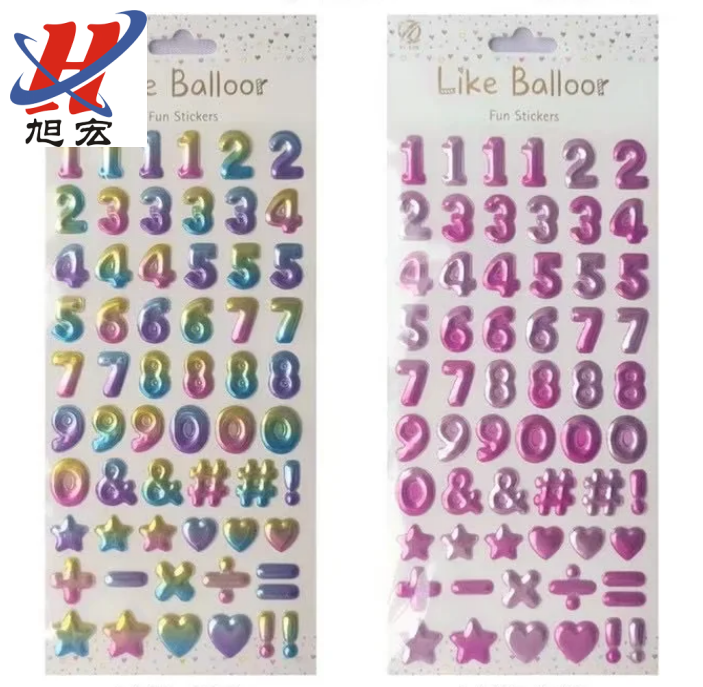 New children's number letter decorative stickers shining stickers embossing stickers gold powder letter stickers number stickers three-dimensional stickers