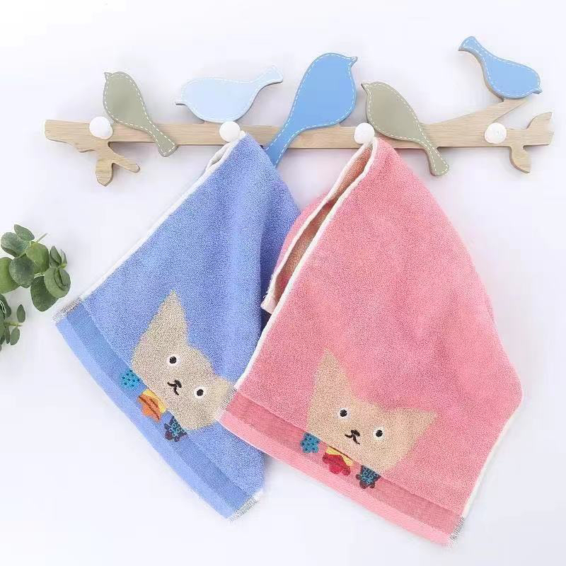 Toalla de algodón para niños hogar absorbente suave para lavar la cara lindo dibujos animados al por mayor baby kids toalla no perder el pelo toalla pequeña details Picture