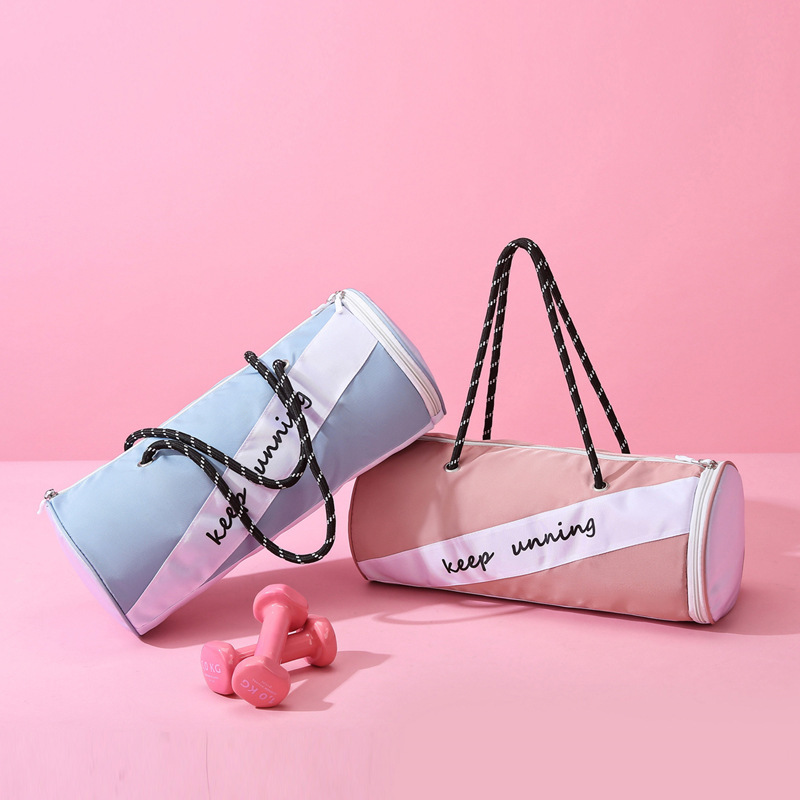 New fashionable travel bags, color-blocking cylindrical hand-held travel bags, yoga exercise luggage bags, fitness bags, factory direct sales