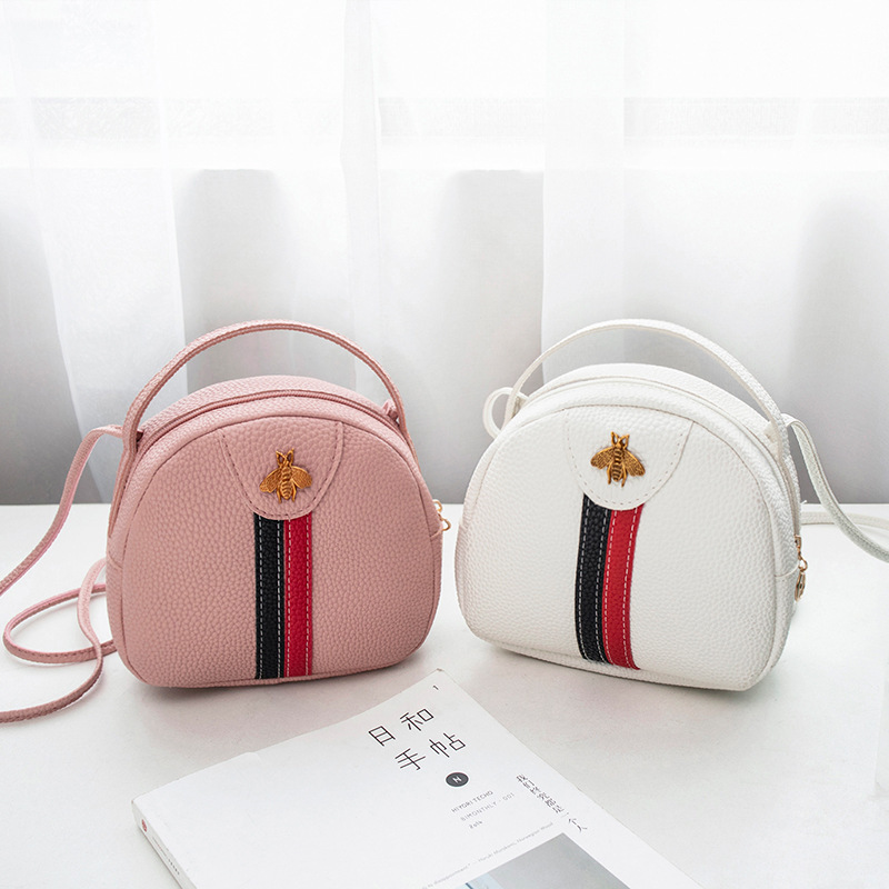 Small bag 2020 new small bee decorative women's bag casual small square bag single shoulder crossbody bag litchi pattern mobile phone bag