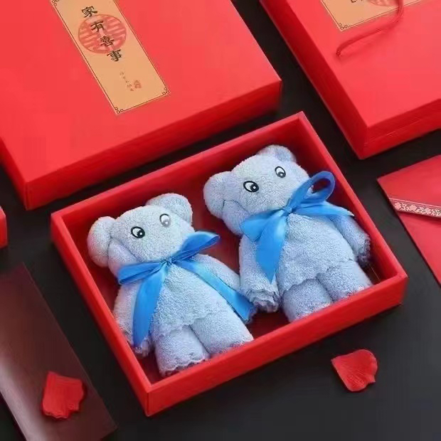 小熊毛巾礼盒伴手礼套装女伴娘满月生日礼物回礼小礼品盒结婚婚礼