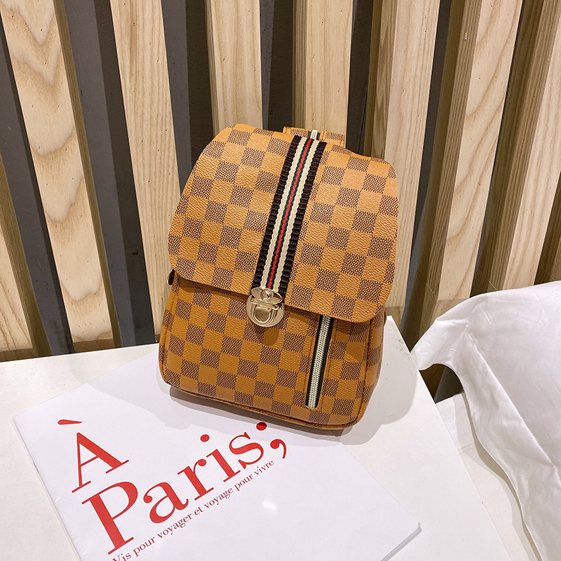 Hot small backpack backpack for women 2020 Casual printed checkered versatile new women's bag crossbody bag factory direct sales details Picture
