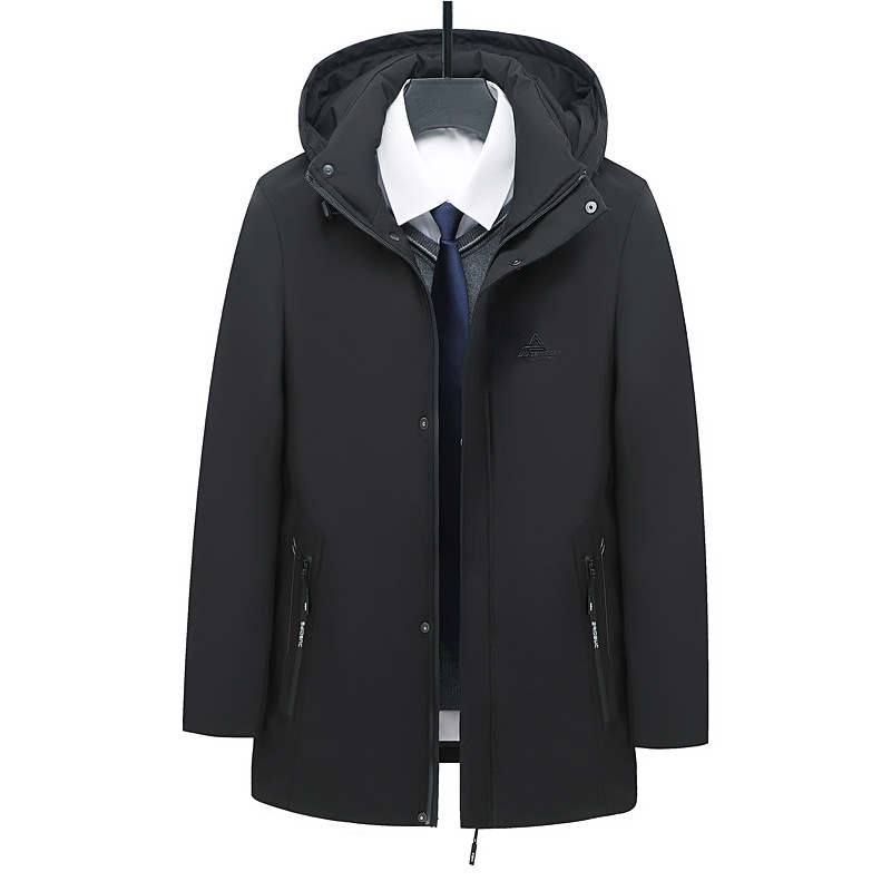 New 2021 men's mid-length cotton-padded jacket, loose winter coat, thickened warm cotton-padded jacket, middle-aged men's wear