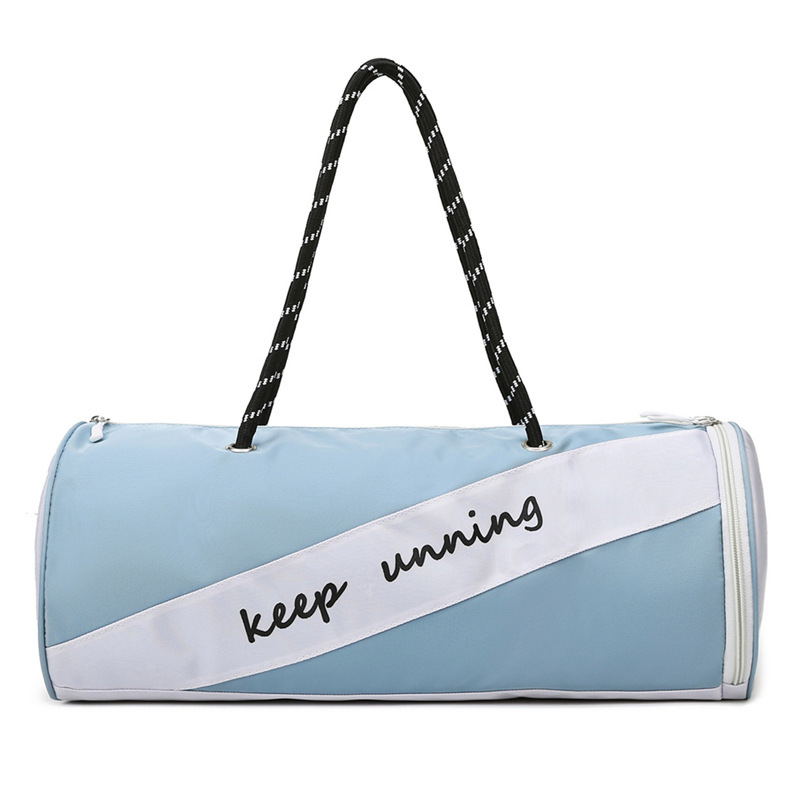 New fashionable travel bags, color-blocking cylindrical hand-held travel bags, yoga exercise luggage bags, fitness bags, factory direct sales Item Picture