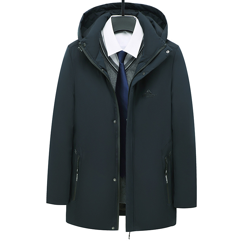 New 2021 men's mid-length cotton-padded jacket, loose winter coat, thickened warm cotton-padded jacket, middle-aged men's wear details Picture