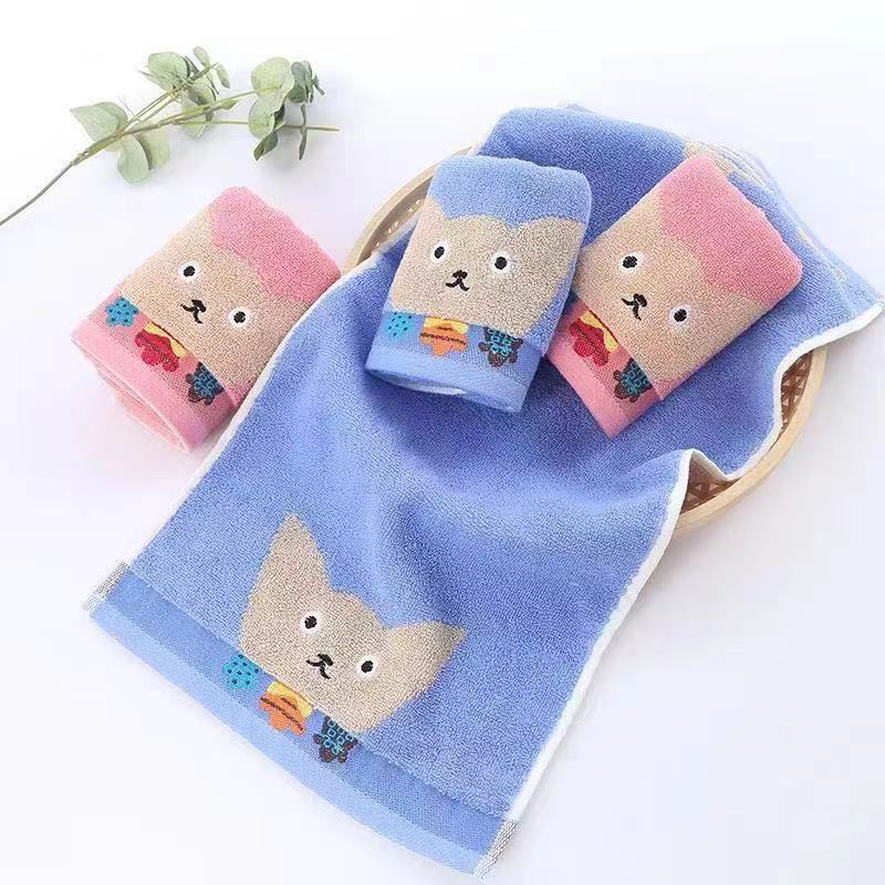 Toalla de algodón para niños hogar absorbente suave para lavar la cara lindo dibujos animados al por mayor baby kids toalla no perder el pelo toalla pequeña Specification image