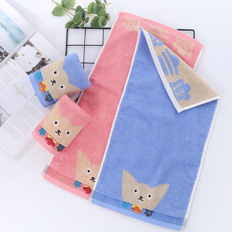 Children's towels pure cotton household absorbent soft face cute cartoon wholesale baby child towels do not drop hair small towels
