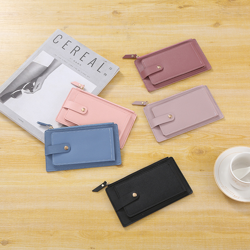 One-piece women's folding long flip wallet, fashionable and simple Japanese-style card case, leather PU wallet