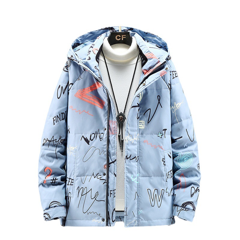 Douyin and Kuaishou live streaming factory direct sales of exclusive down jackets, the same style for men and women, graffiti thickened warm outerwear, trendy Item Picture