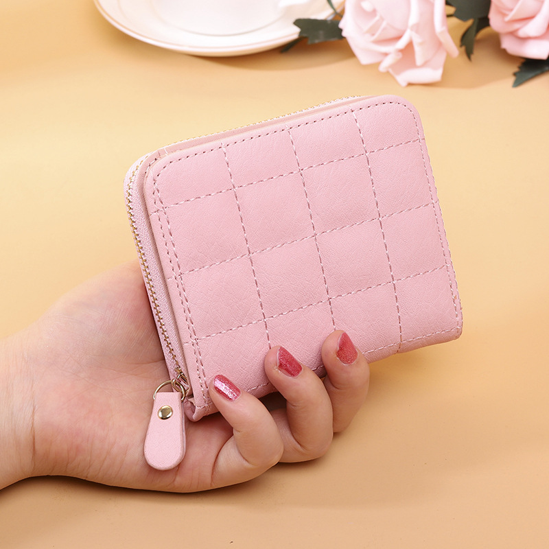 Korean version of short purse female new zipper wallet student embroidered female wallet Cute lady purse card bag