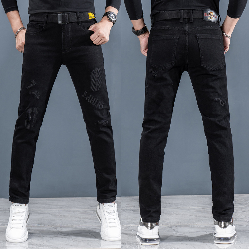 Spring and Autumn men's denim long pants, a trendy and fashionable Korean-style slim stretch casual skinny jeans for men Application Scenario