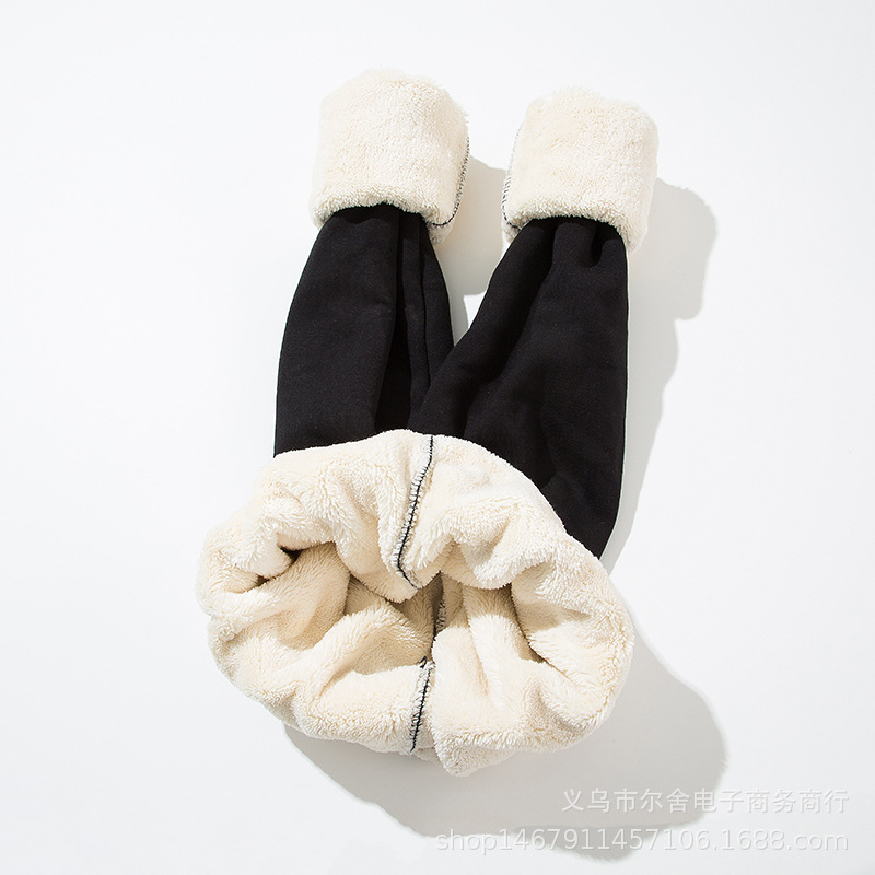Extra-thick lambskin leggings for women in autumn and winter, with added fleece and thickened outerwear, high-waisted one-piece pants, large-sized warm cotton pants from Northeast China Item Picture