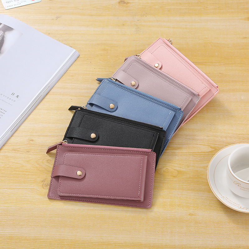One-piece women's folding long flip wallet, fashionable and simple Japanese-style card case, leather PU wallet details Picture