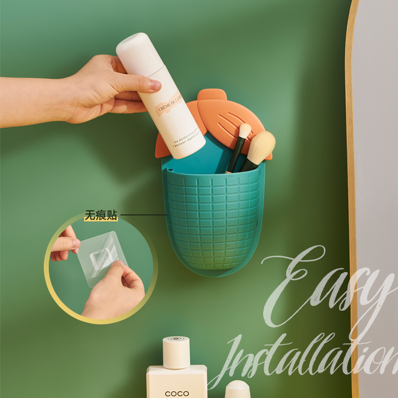 35823 Bathroom corn storage rack Wall-mounted without drilling, bathroom toilet washbasin, toothbrush holder, comb, toothpaste storage box Application Scenario