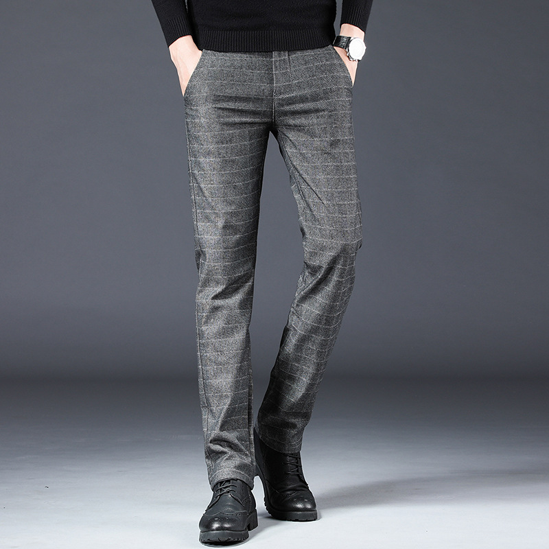 Factory direct autumn casual pants men Korean version slim handsome business pants men straight tube new plaid men's pants