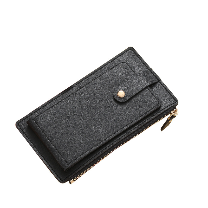 One-piece women's folding long flip wallet, fashionable and simple Japanese-style card case, leather PU wallet Item Picture