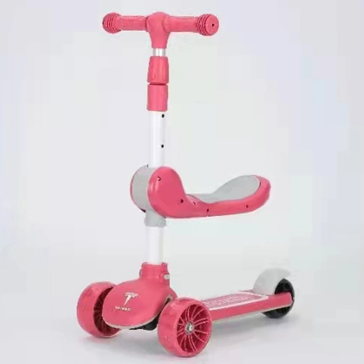 New children's electric scooter with flashing light and seat, plastic flashing three and four-wheel pedal, gift wholesale h Application Scenario