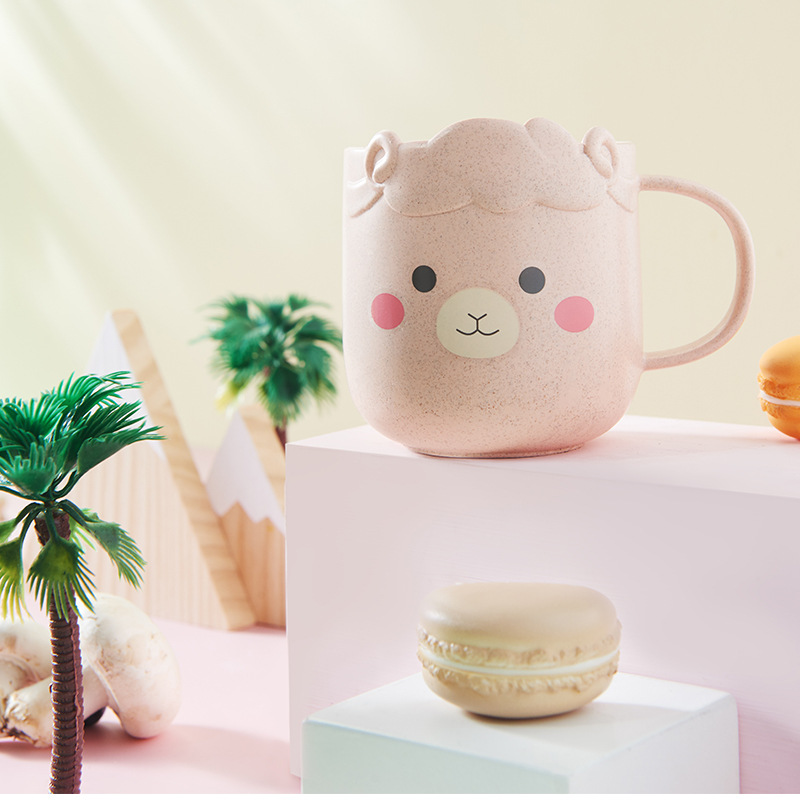 创意卡通碗勺叉杯子五件套儿童餐具竹纤维儿童分格餐盘餐具套装产品图