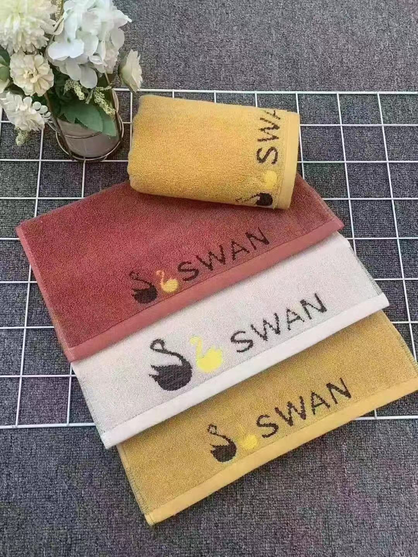 Pure cotton absorbent and non-shedding household towels for both men and women, all-cotton soft, return gift for washing face swan wholesale Specification image