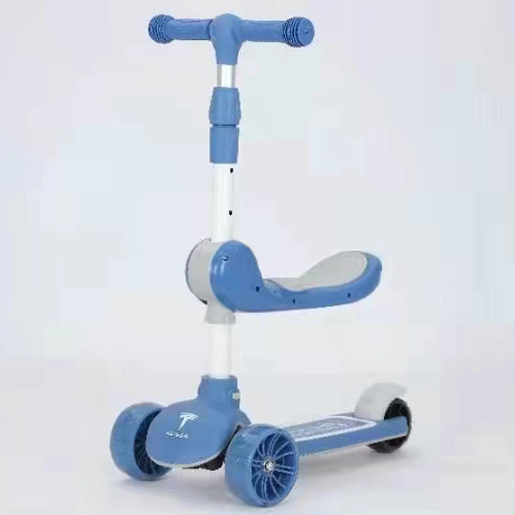 New children's electric scooter with flashing light and seat, plastic flashing three and four-wheel pedal, gift wholesale h Specification drawing