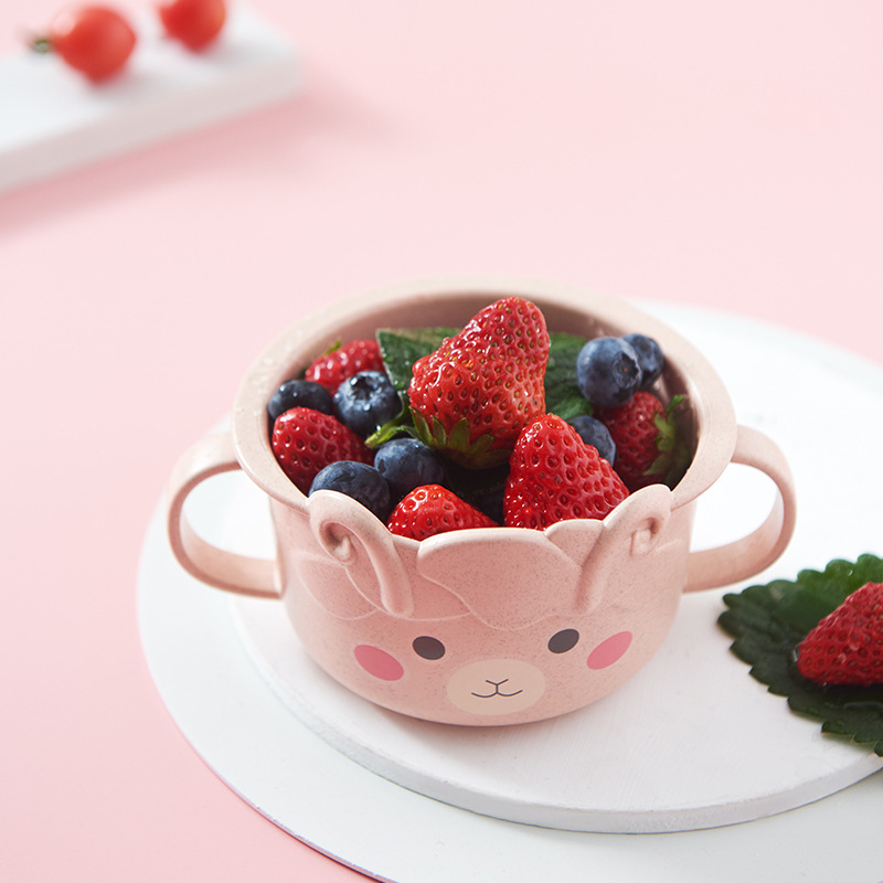 创意卡通碗勺叉杯子五件套儿童餐具竹纤维儿童分格餐盘餐具套装细节图