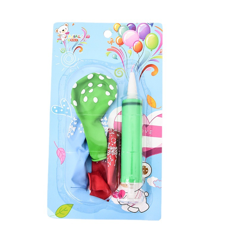 Factory direct supply of air balloon blister packaging sleeves, air pumps, printed round balloons. Wholesale in stock. Xu Shengyou Item Picture