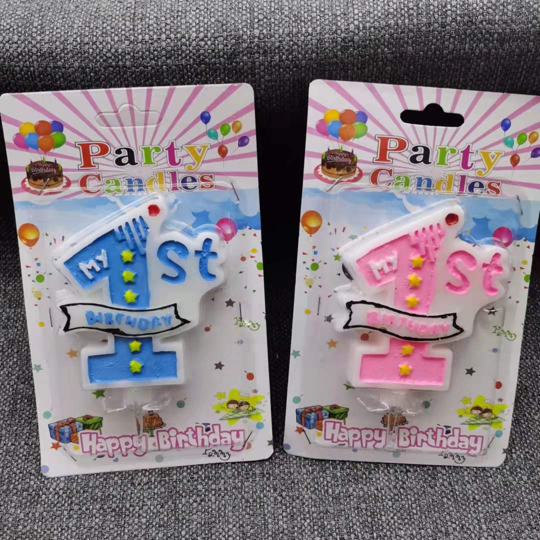 Creative candles Baby 100 days 1 birthday candles new big "1" pink and blue numbers