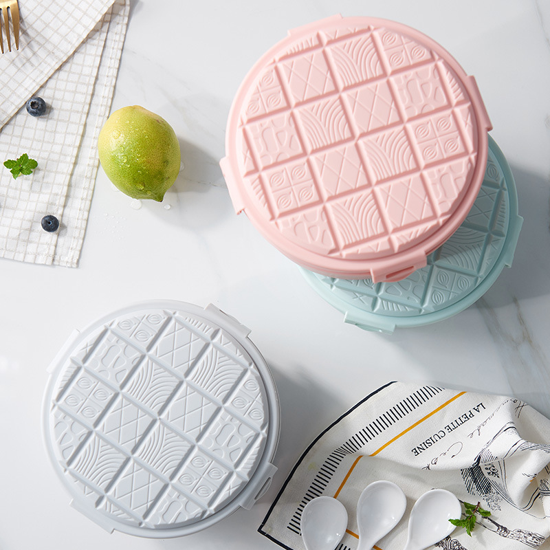 创意简约不锈钢便当盒 隔热防烫儿童便当碗 双层圆形饭盒