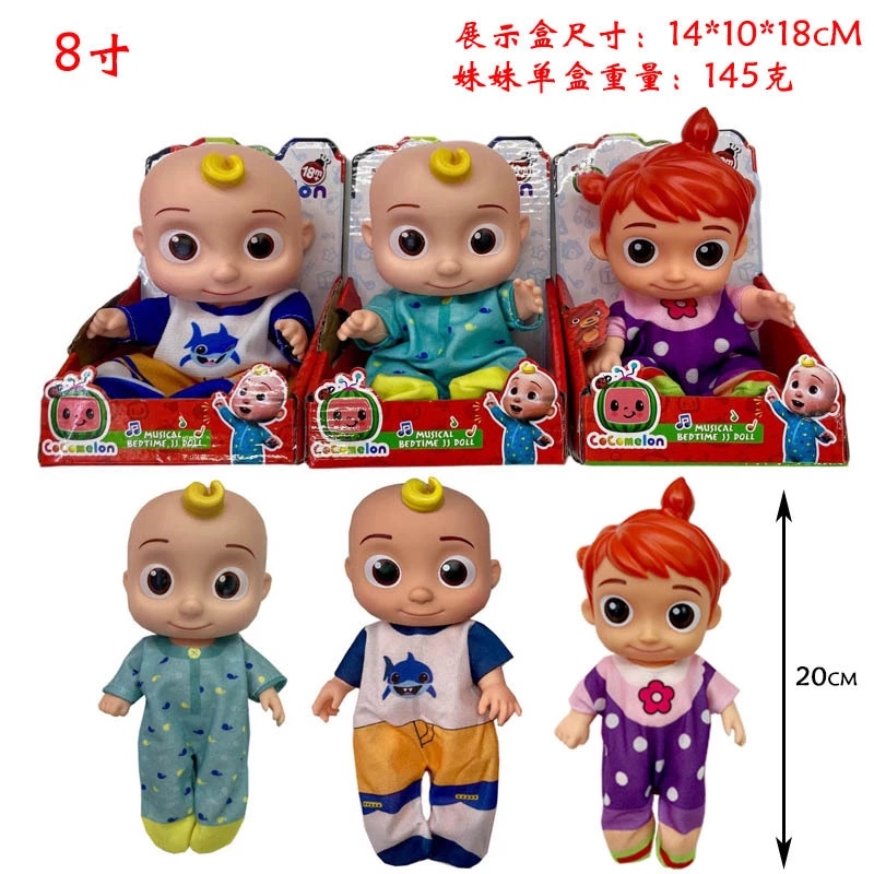 Wholesale of cross-border new 14-inch watermelon school bus doll with full-body vinyl Cocomelon baby with music box details Picture