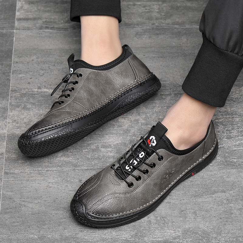 Men's shoes 202 spring new casual leather shoes Korean fashion versatile shoes men's leather men's soft leather hiking shoes
