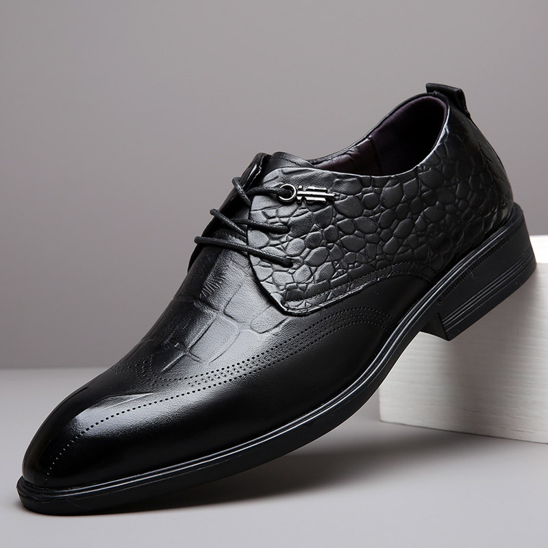 Fashion 202 new men's business dress shoes leather pointy men's shoes head layer cowhide