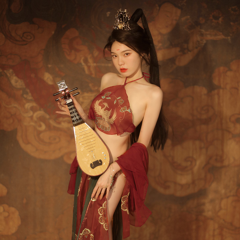 丹娜舒情趣内衣性感欧美刺绣花卉仿真丝吊带睡裙 蕾丝性感睡衣