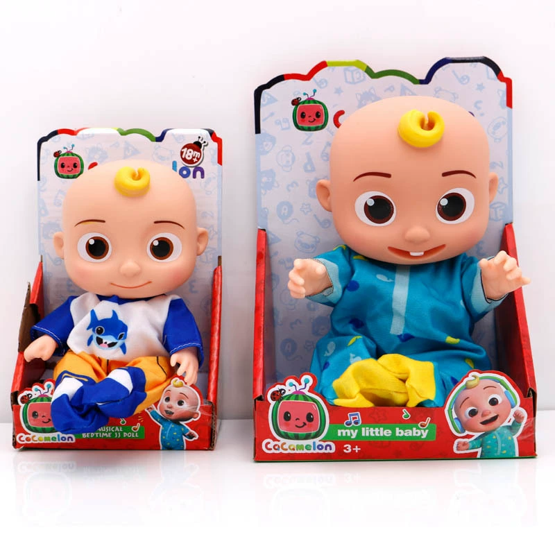 Wholesale of cross-border new 14-inch watermelon school bus doll with full-body vinyl Cocomelon baby with music box Specification drawing