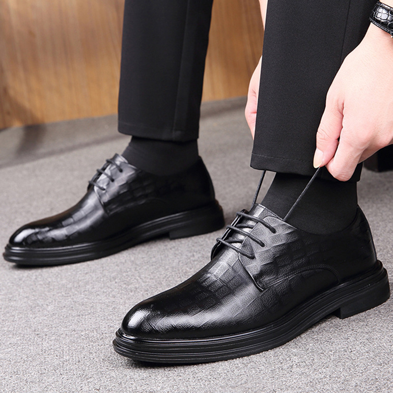 202 Autumn new casual low-top business dress leather shoes young cowhide men's leather shoes leather generation