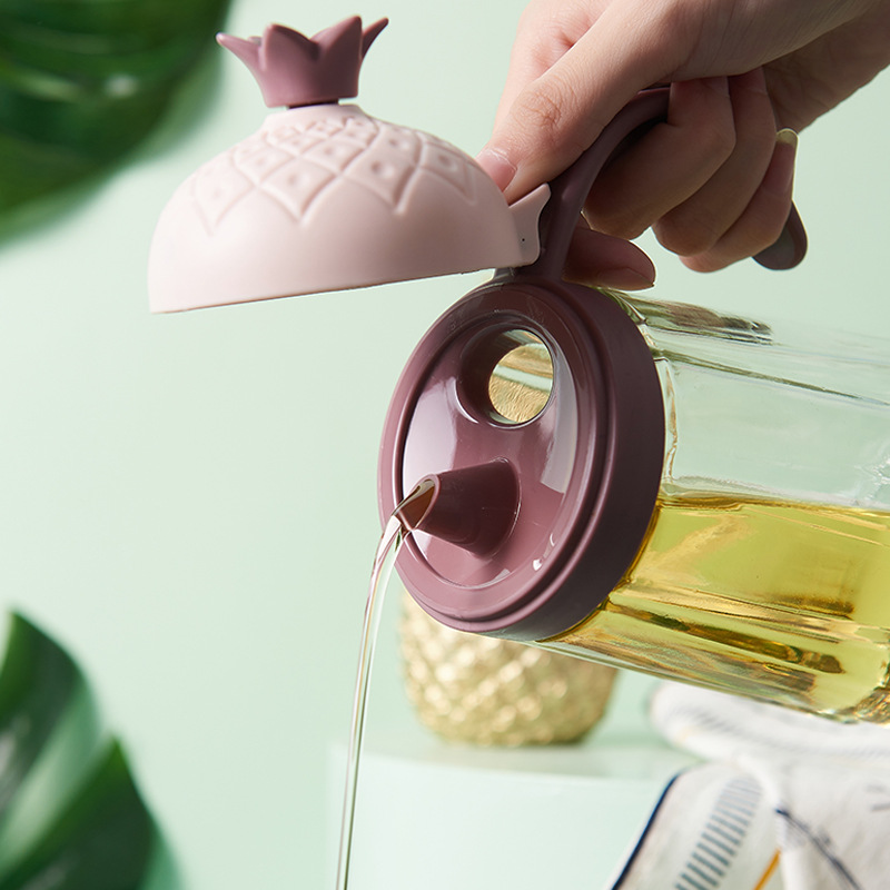 创意简约家用油壶 C型手柄磨砂质感 厨房省油控油菠萝油壶