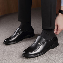 Autumn business leisure middle-aged leather shoes men round head men's shoes cowhide foot cover leather dad shoes leather gentleman