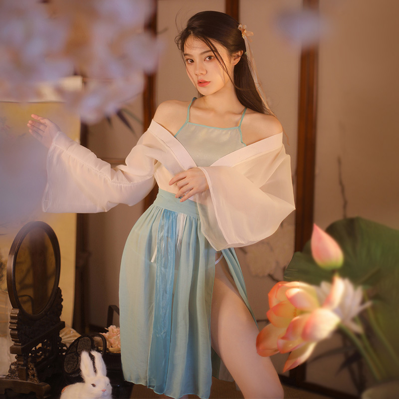 丹娜舒情趣内衣性感欧美刺绣花卉仿真丝吊带睡裙 蕾丝性感睡衣