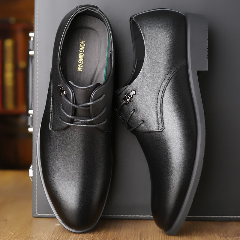 202 new leather shoes for men's business formal leather shoes for men's British boutique black casual leather shoes for men's top layer of cowhide