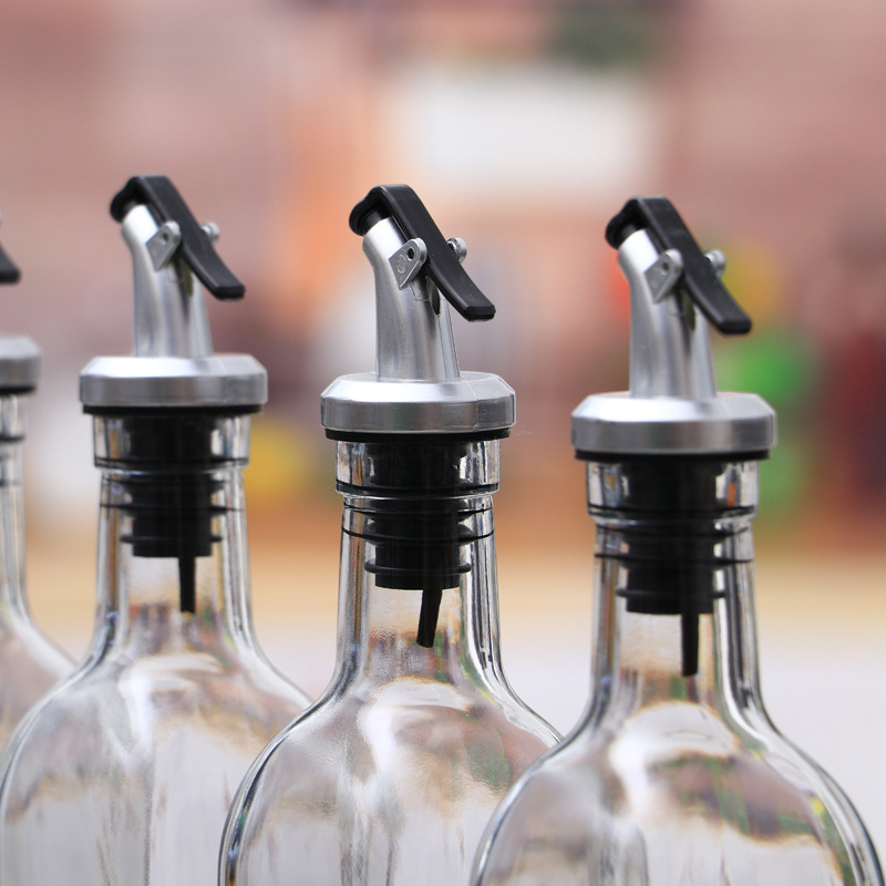 Household glass anti-hanging oil press square oil bottle, transparent oil pot, soy sauce and vinegar bottle, cooking wine anti-leakage seasoning bottle set Specification image
