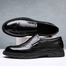 Brock men's shoes British carved leather business formal men's shoes cover foot breathable single shoes pointed shoes tide